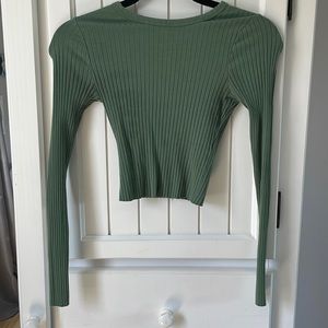 Pacsun Sage Green Ribbed Womens Long Sleeve